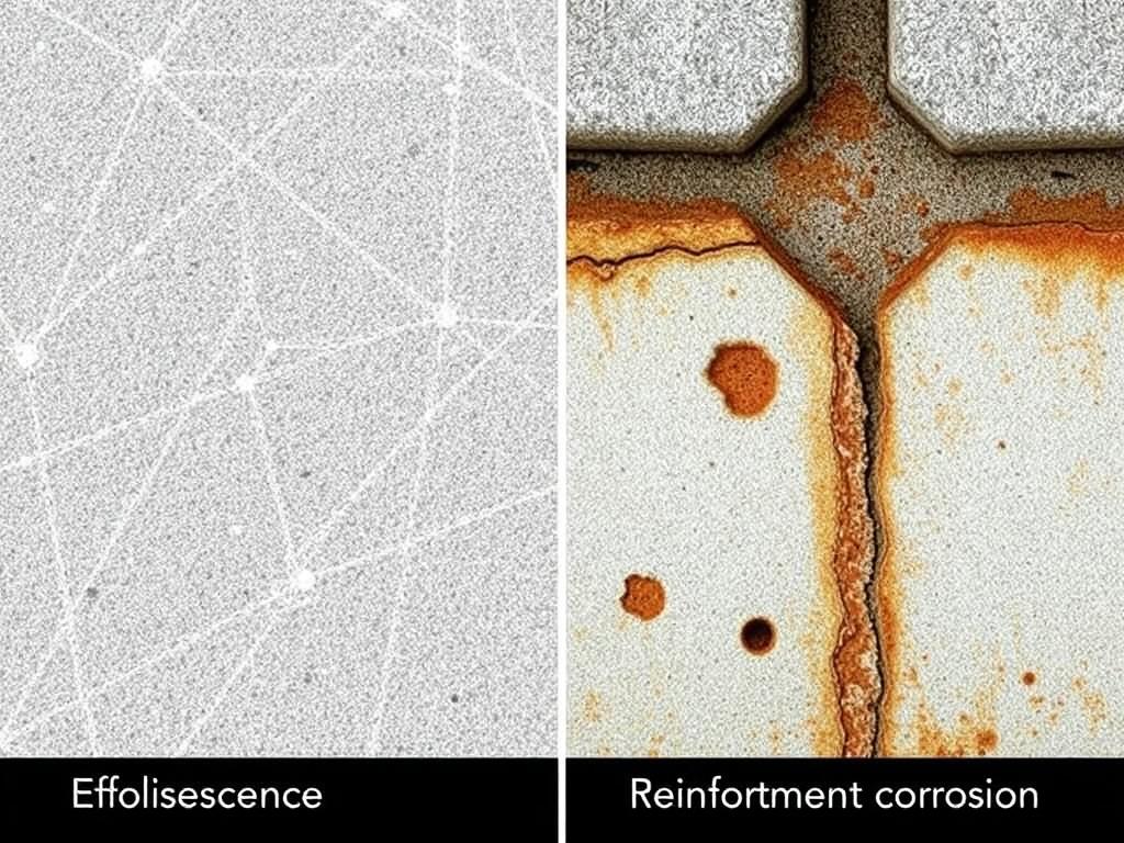     Identifier les pathologies du béton : efflorescences, corrosion des armatures. Коррозия арматуры: постепенное разрушение внутри