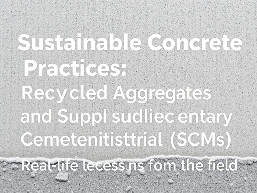 Sustainable Concrete Practices: Recycled Aggregates and Supplementary Cementitious Materials (SCMs). Real-life examples and lessons from the field Sustainable Concrete Practices: Recycled Aggregates and Supplementary Cementitious Materials (SCMs). Real-life examples and lessons from the field