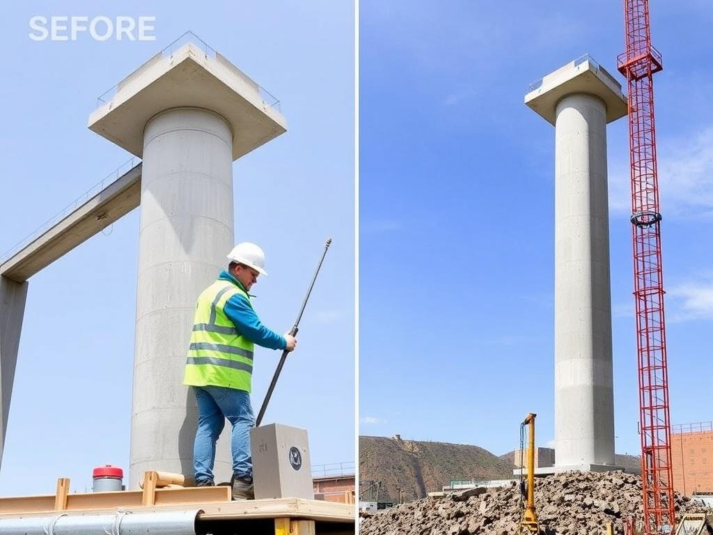     Construcción de una columna de concreto armado paso a paso.. Seguridad en obra
