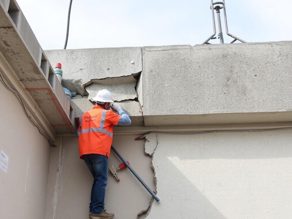 Reparación de grietas y daños en estructuras existentes.. Procedimiento típico de ejecución en obra Reparación de grietas y daños en estructuras existentes.. Procedimiento típico de ejecución en obra