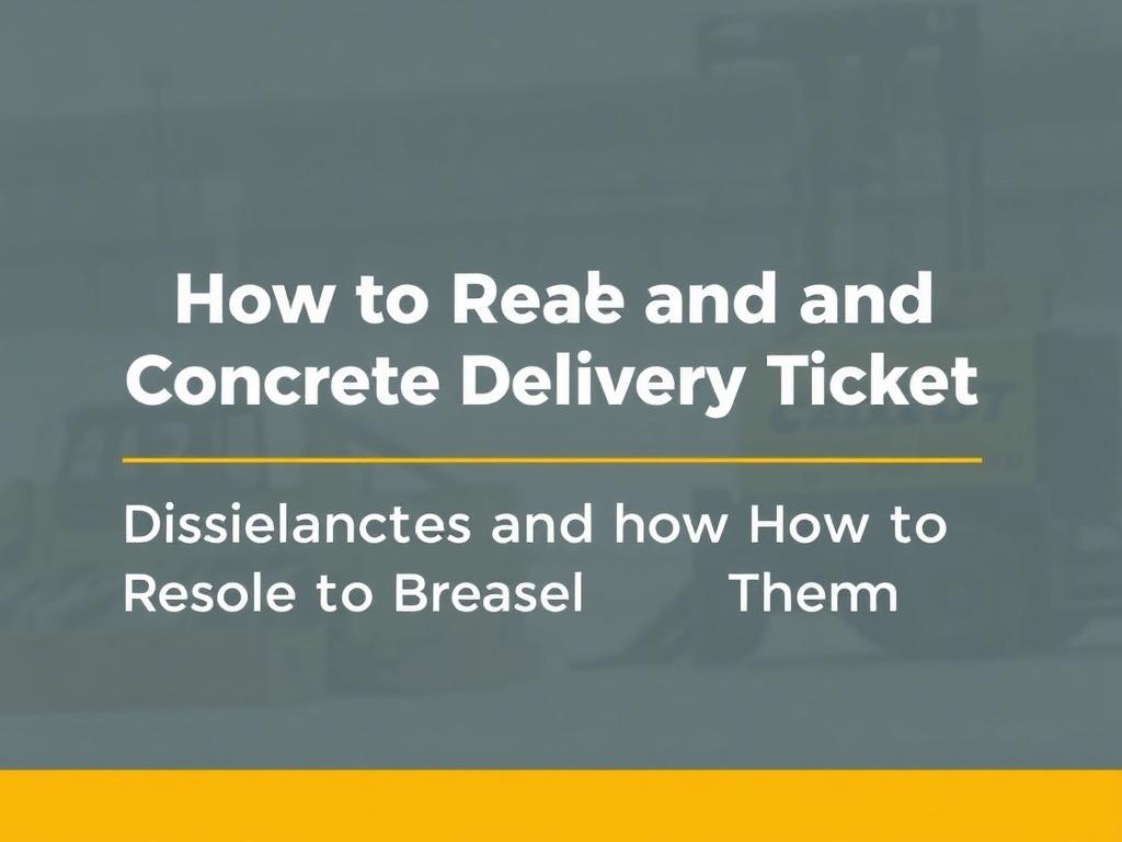 How to Read and Understand a Concrete Delivery Ticket (Batch Ticket). Common discrepancies and how to resolve them How to Read and Understand a Concrete Delivery Ticket (Batch Ticket). Common discrepancies and how to resolve them